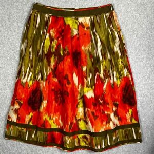 Talbots Womens Size 12 Cotton Silk Blend Abstract Ikat A-Line Skirt Wearable Art